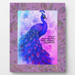 Blue and Lavender Peacock Plaque