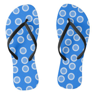 Blue and light blue circles flip flops