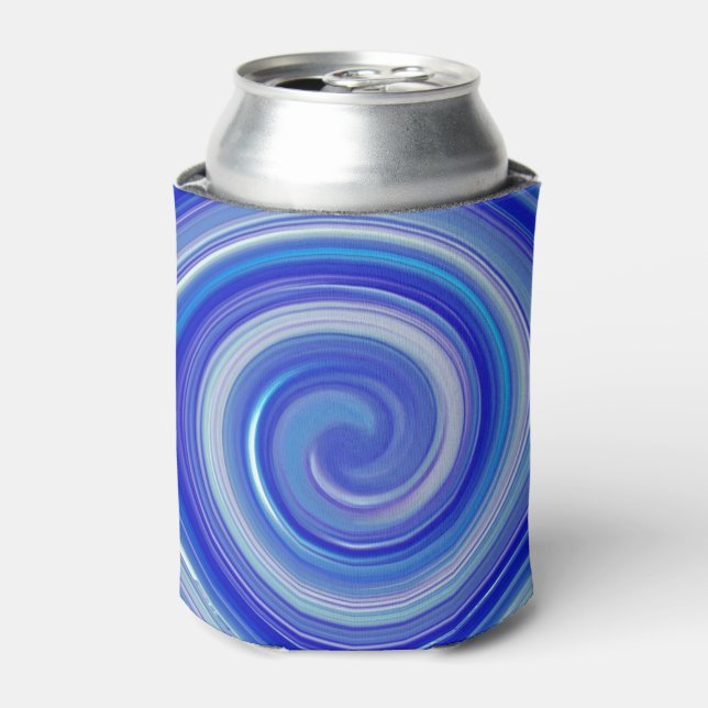 Blue and light blue spiral can cooler (Can Front)