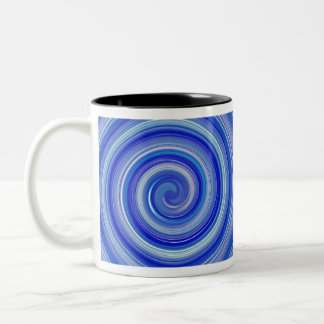 Blue and light blue spiral Two-Tone coffee mug