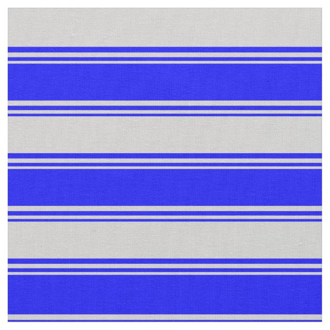 Blue and Light Grey Coloured Lines Fabric (Close Up)