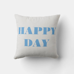 Blue And Light Grey Happy Day Throw Pillow