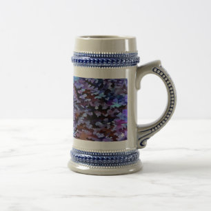 Blue and Lilac Camouflage Pattern Beer Stein