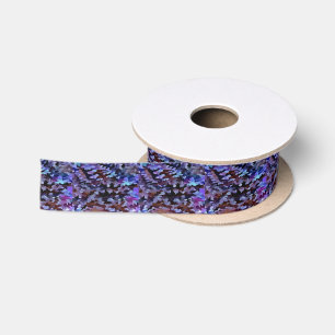 Blue and Lilac Camouflage Pattern Satin Ribbon