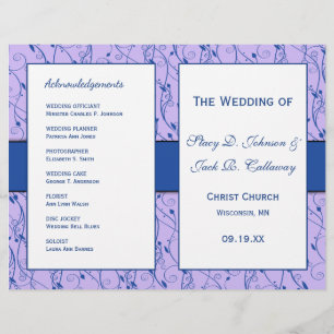 Blue and Lilac Floral Wedding Program