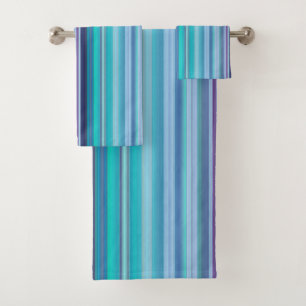 Blue and Lilac Stripes Bath Towel Set