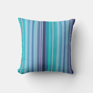 Blue and Lilac Stripes Throw Pillow