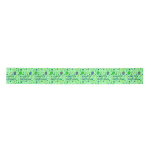 Blue and Lime Green Boy's Happy Birthday    Satin Ribbon