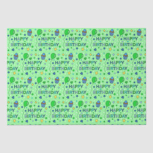 Blue and Lime Green Boy's Happy Birthday    Tissue Paper