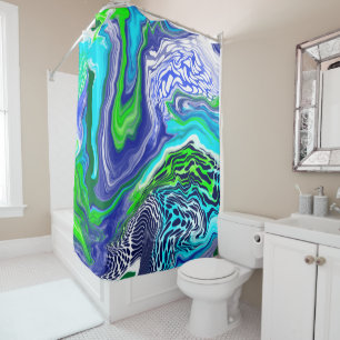 Blue and Lime Green Marble Swirls