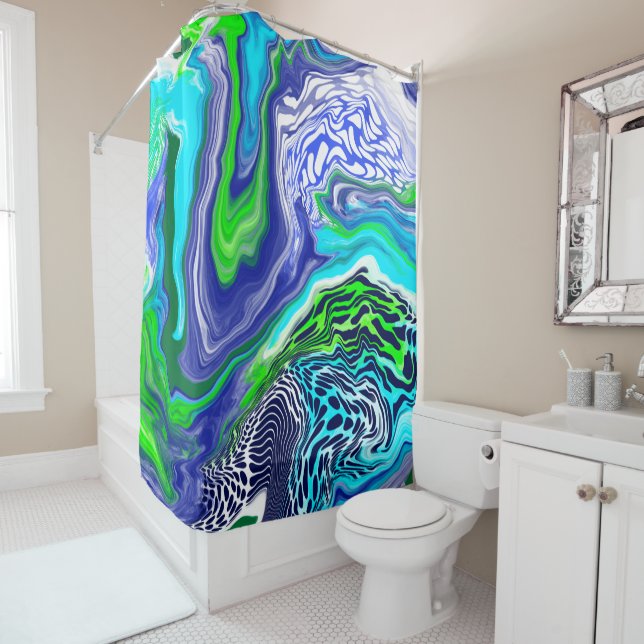 Blue and Lime Green Marble Swirls   (In Situ)