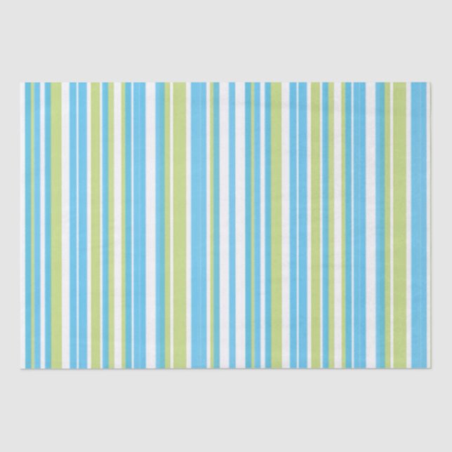Blue and Lime Green Striped  Tissue Paper (Front)