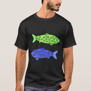 Blue and Lime Spotted Watercolor Fish T-Shirt