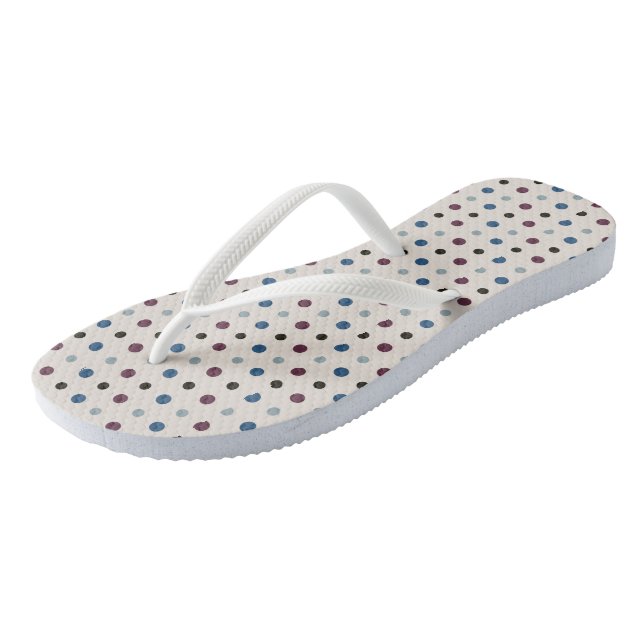 Blue and Magenta Dots Flip Flops (Angled)