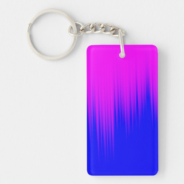 Blue and Magenta Streaks Pattern Keychain (Front)