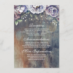 Blue and Maroon Floral Wedding Information Guest Enclosure Card