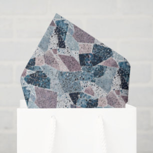 Blue and Mauve Abstract Terrazzo Design Tissue Paper