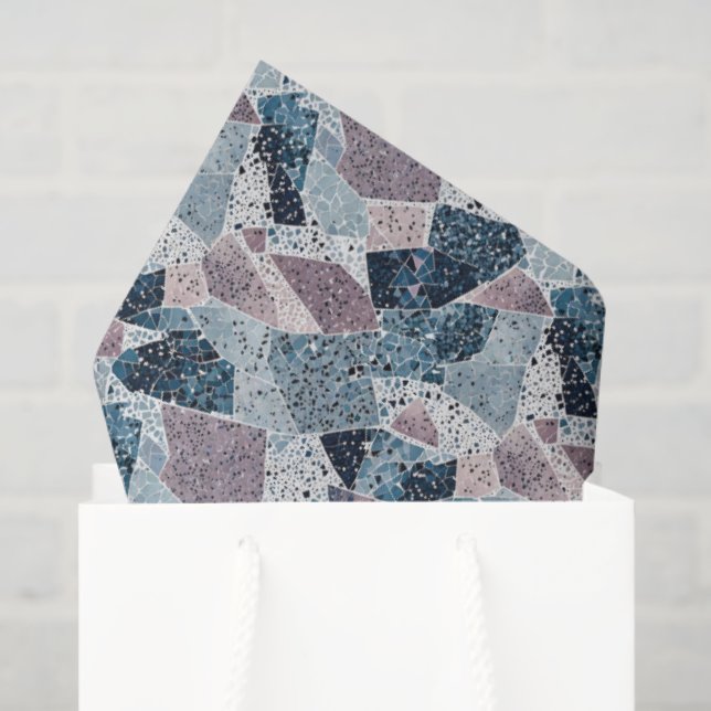Blue and Mauve Abstract Terrazzo Design Tissue Paper (Gift Bag)