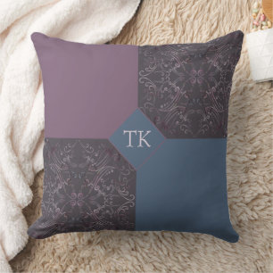 Blue and Mauve Throw Pillow