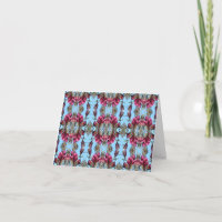 Blue and Mauve Tulip Tree Folded Thank You Card