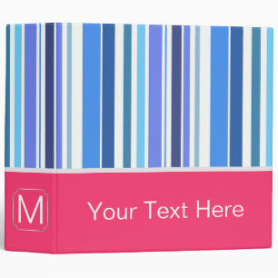 Blue and Mint Trendy Stripes Pattern Binder
