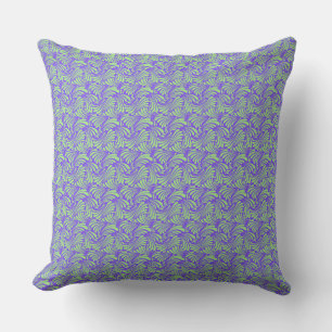 Blue and Mint Wave Pattern Modern Throw Pillow