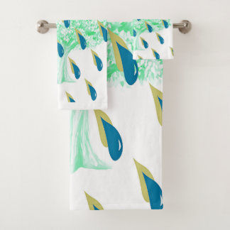 Blue and Muted-Yellow Rain Showers Bath Towel Set