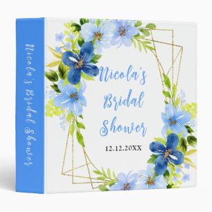 Blue and Navy Flowers Bridal Shower Photo Album Binder