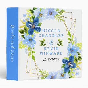 Blue and Navy Flowers with Foliage  Binder