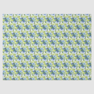 Blue and Navy Flowers with Foliage  Tissue Paper