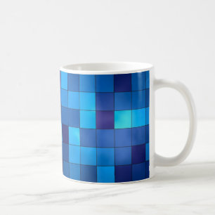 Blue and navy geometric squares mug