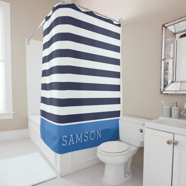 Blue and Navy Stripes Monogram (In Situ)