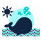 Blue and Navy Whale Nursery Poster