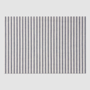 Blue And Off White Ticking Stripes Tissue Paper