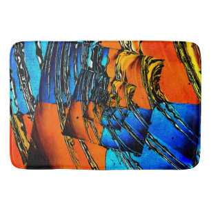 Blue and Orange Abstract Bath Mat