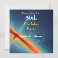 Blue and Orange Abstract Birthday Invitation