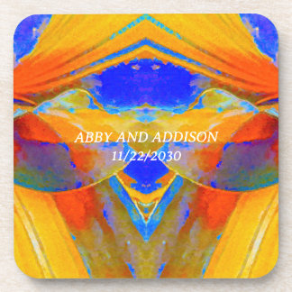 Blue and Orange Abstract Coaster