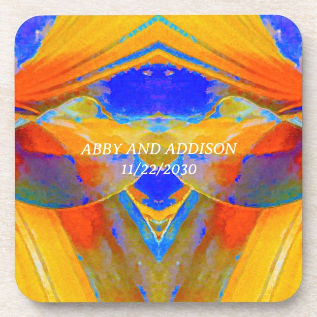 Blue and Orange Abstract  Coaster (Front)