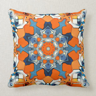 Blue And Orange Abstract Throw Pillow