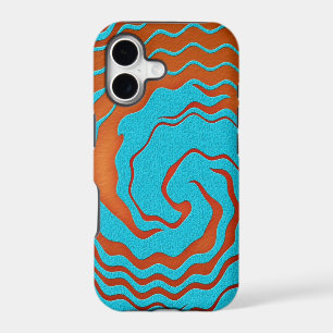 Blue and Orange Abstract Wave Art