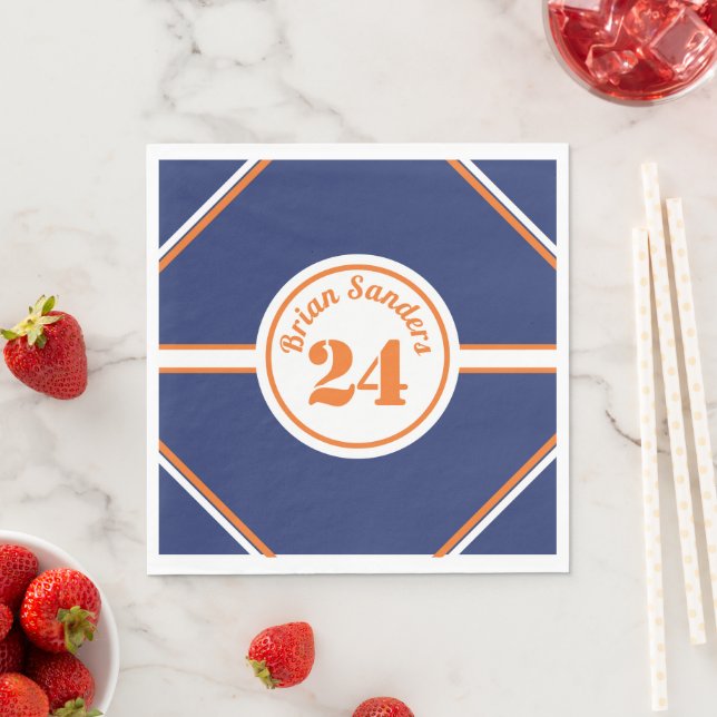 Blue and Orange Baseball Theme Napkin (Insitu)