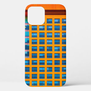 Blue and orange building iPhone 12 case
