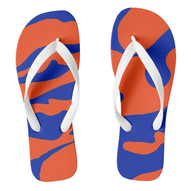 Blue and Orange Camo Flip Flops (Footbed)