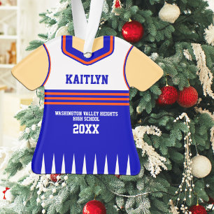 Blue and Orange Cheerleader Uniform Ornament
