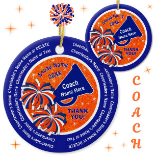 Blue and Orange, Cheerleading Coach Ornaments