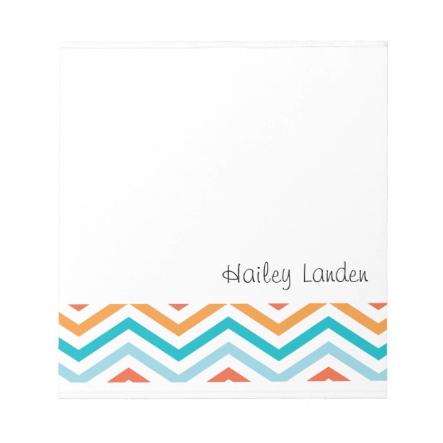 Blue and Orange Chevron  |  Personalized Notepads (Front)