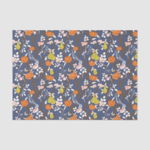 Blue and Orange Chinoiserie Birds Tissue Paper