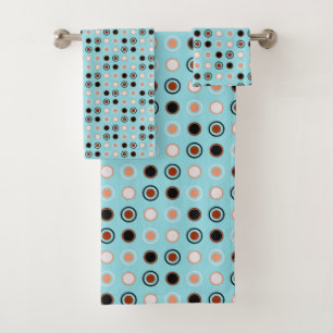 Blue and orange dots 4 bath towel set