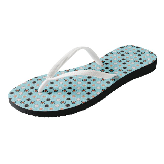 Blue and orange dots 4 flip flops (Angled)