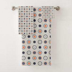 blue and orange Dots  Bath Towel Set